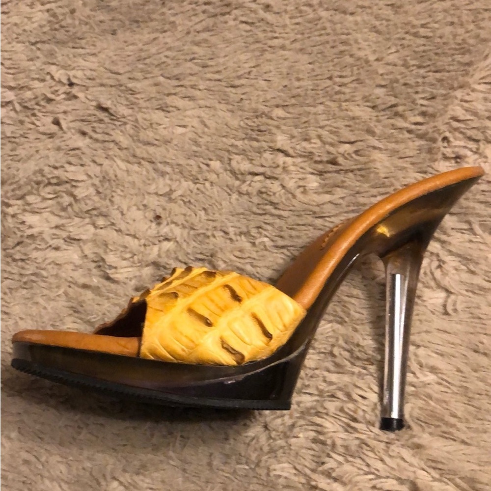 Vibrant Yellow High Heel Sandals with Ruched Design